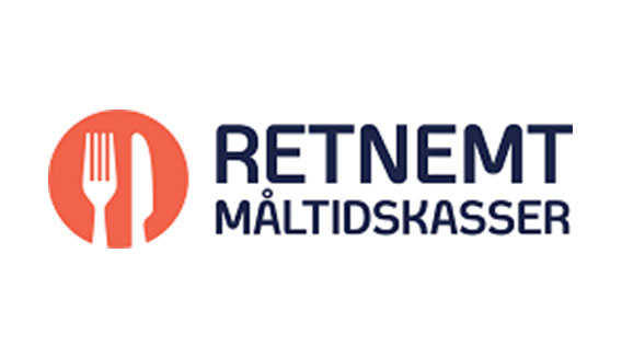 Logo of Retnemt Måltidskasser: A stylized emblem featuring the brand name in bold, modern typography with vibrant colors.